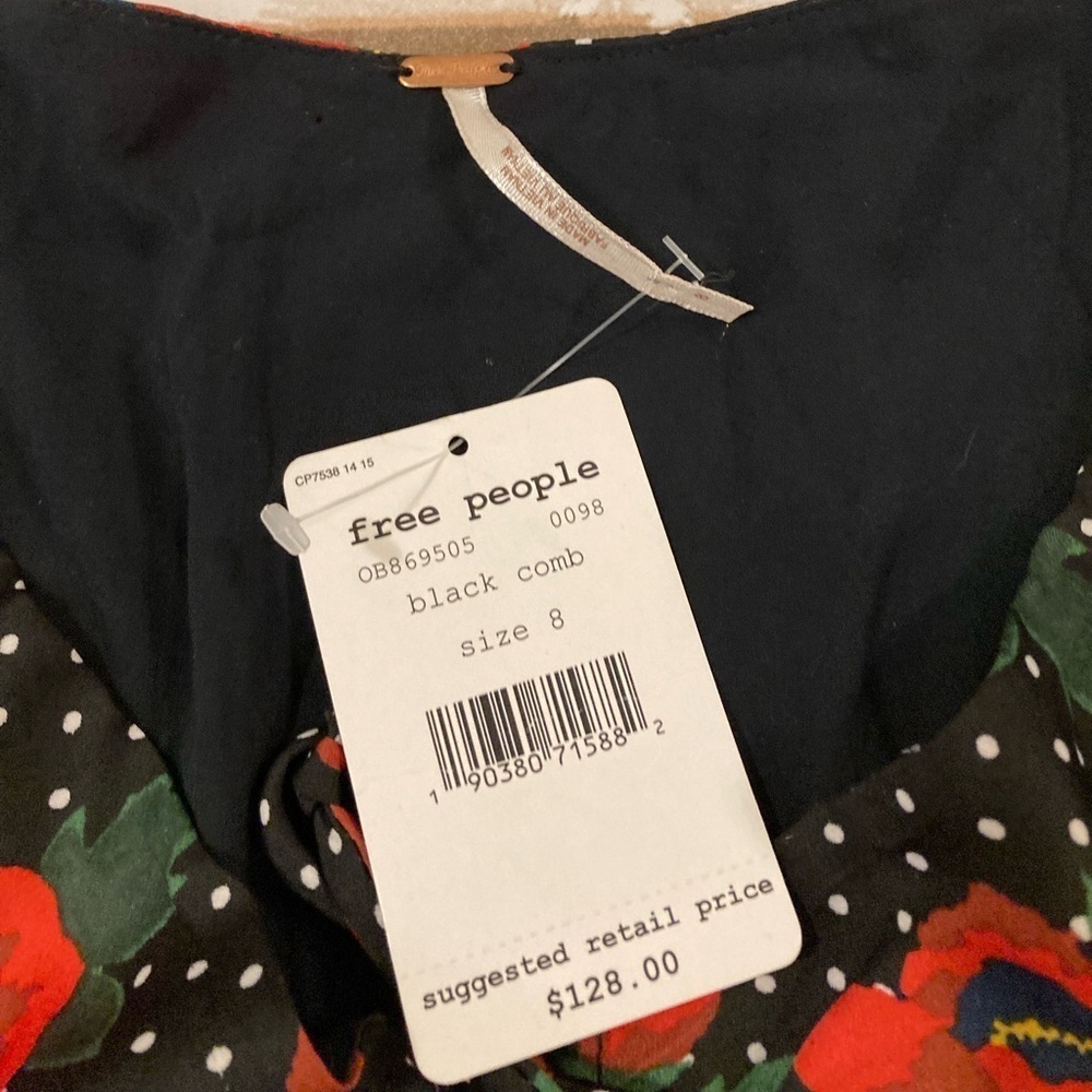 FREE PEOPLE MORNING LIGHT DRESS BLACK COMBO SIZE 8 - Picture 11 of 13